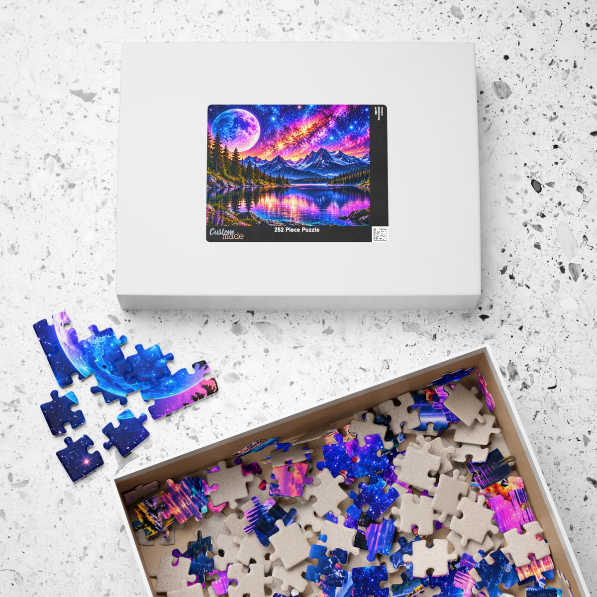 Galaxy Dreams Jigsaw Puzzle - Space Galaxy Mountain Lake Art Jigsaw Puzzles