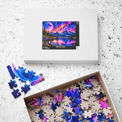 Galaxy Dreams Jigsaw Puzzle - Space Galaxy Mountain Lake Art Jigsaw Puzzles