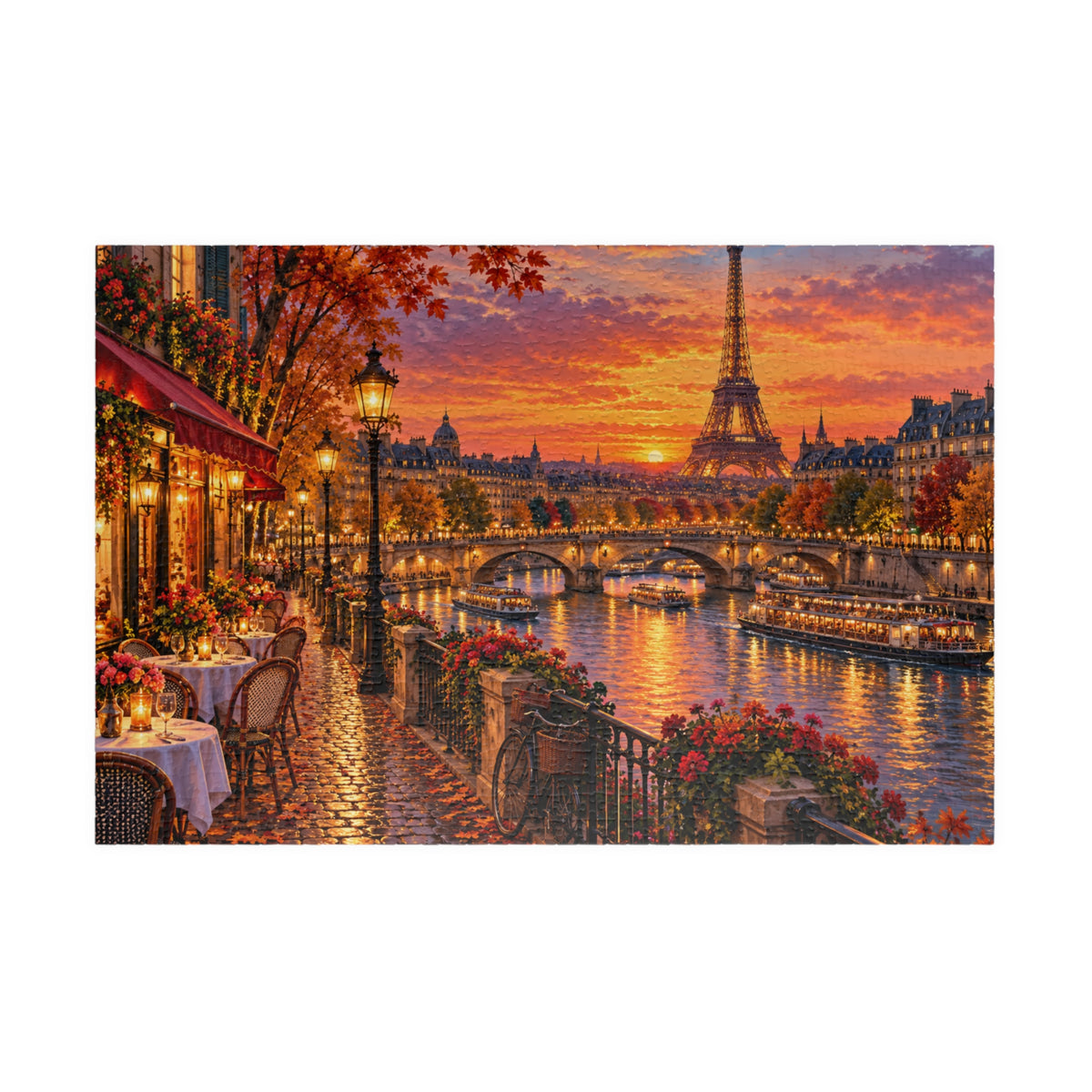 Autumn Paris Cityscape Jigsaw Puzzle – Sunset Eiffel Tower & Seine