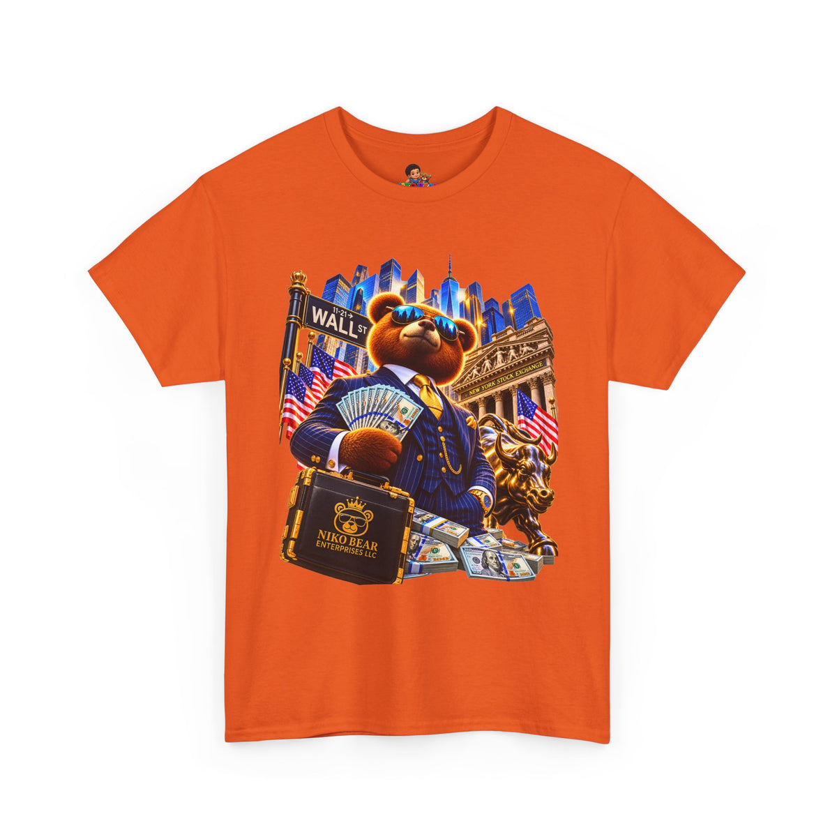 NikoBear Wall Street Hustle Graphic TeeUnisex Heavy Cotton Tee