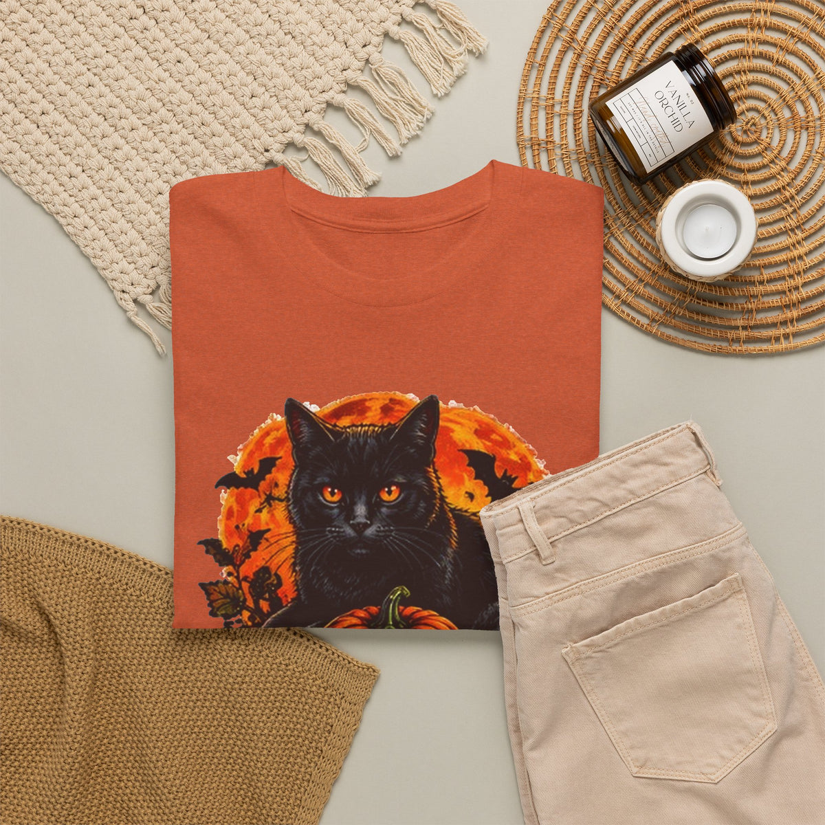 Stay Spooky Black Cat T-Shirt — Jack-O'-Lantern Halloween Tee