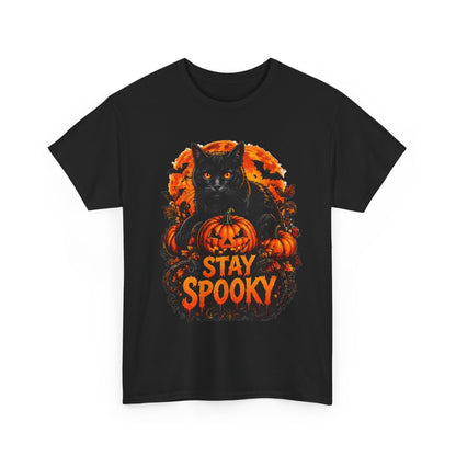 Stay Spooky Black Cat T-Shirt — Jack-O'-Lantern Halloween Tee