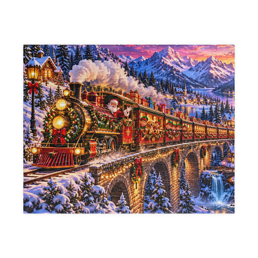 Santa’s Festive Christmas Steam Train Winter Wonderland Jigsaw Puzzle for Holiday Fun