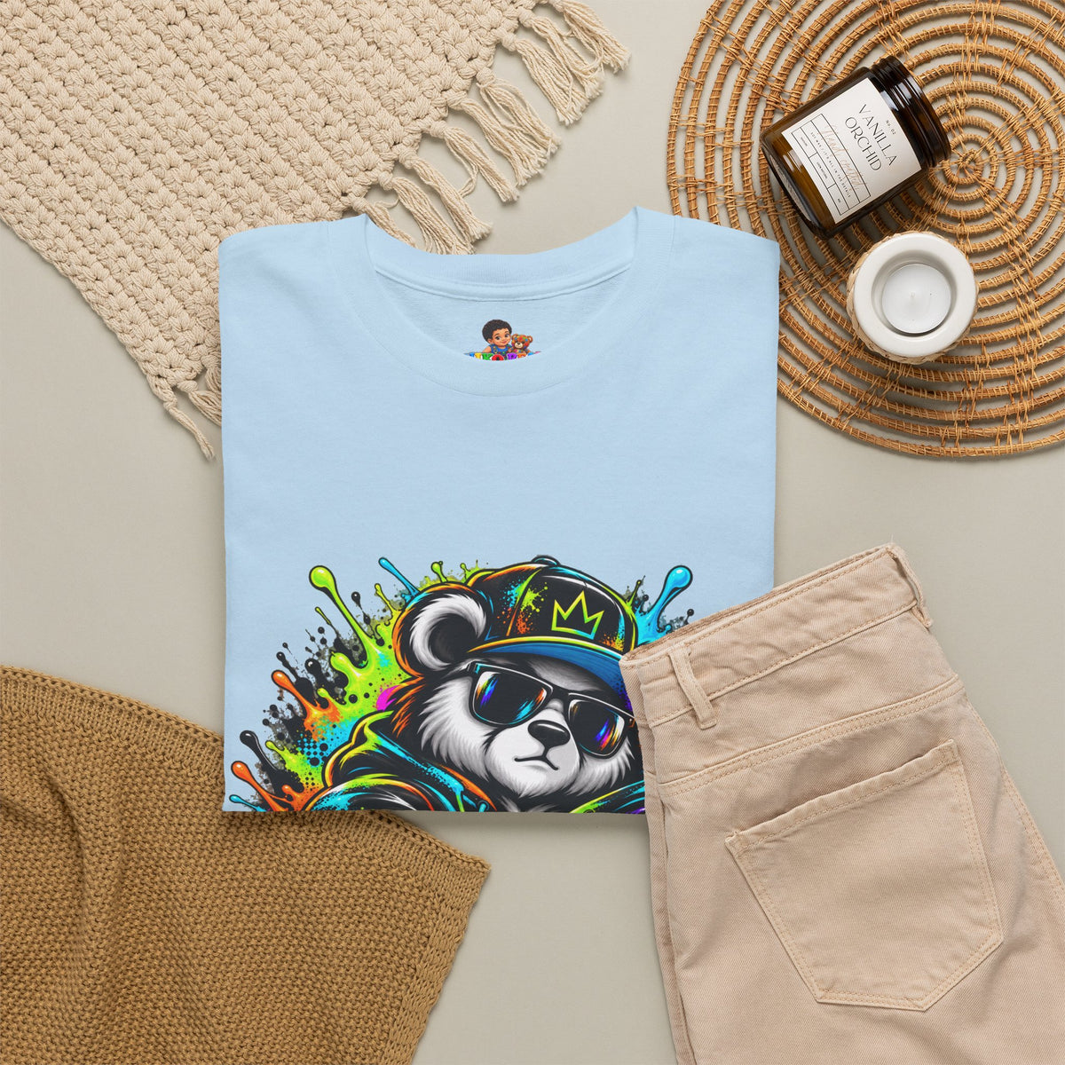 Niko Bear Graphic Tee - Cool Graffiti Panda Unisex Heavy Cotton T-Shirt