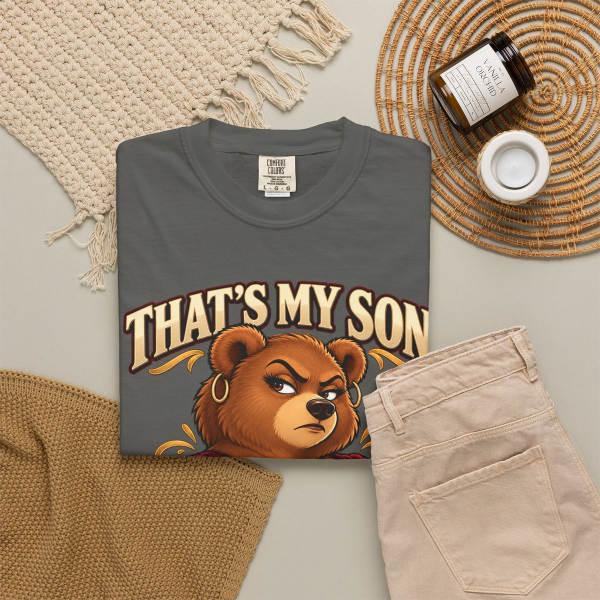 "That's My Son Don't Make Me Lose My Manners Mama Bear Shirt Funny Protective Mom Tee"