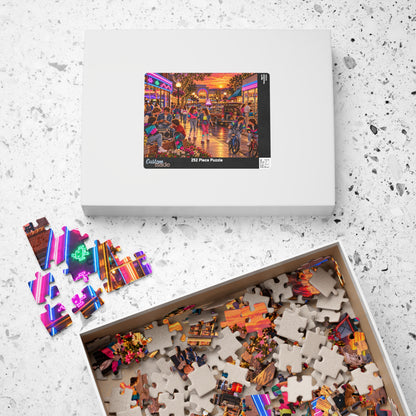 Retro 80s Neon Sunset Mall Jigsaw Puzzle for Adults & Kids | Vintage Nostalgia Gift