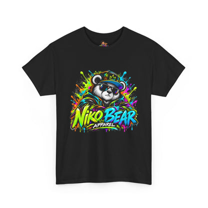 Niko Bear Graphic Tee - Cool Graffiti Panda Unisex Heavy Cotton T-Shirt
