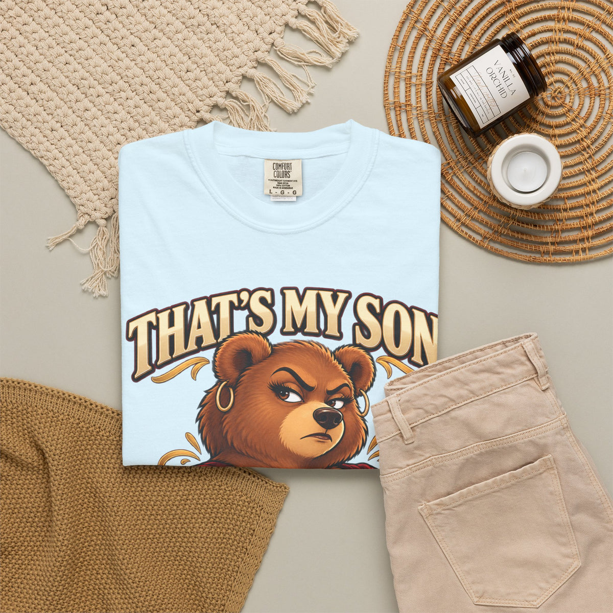 "That's My Son Don't Make Me Lose My Manners Mama Bear Shirt Funny Protective Mom Tee"