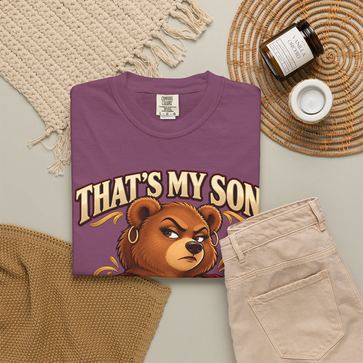 "That's My Son Don't Make Me Lose My Manners Mama Bear Shirt Funny Protective Mom Tee"