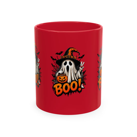 BOO Ghost Ceramic Mug — 11 oz Halloween Coffee Cup