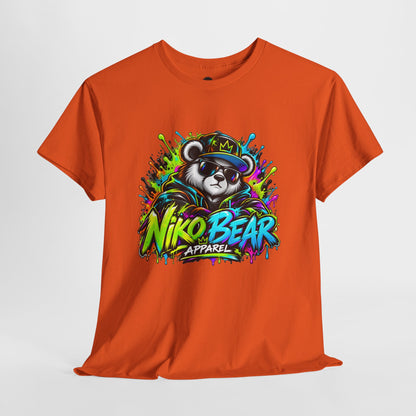 Niko Bear Graphic Tee - Cool Graffiti Panda Unisex Heavy Cotton T-Shirt