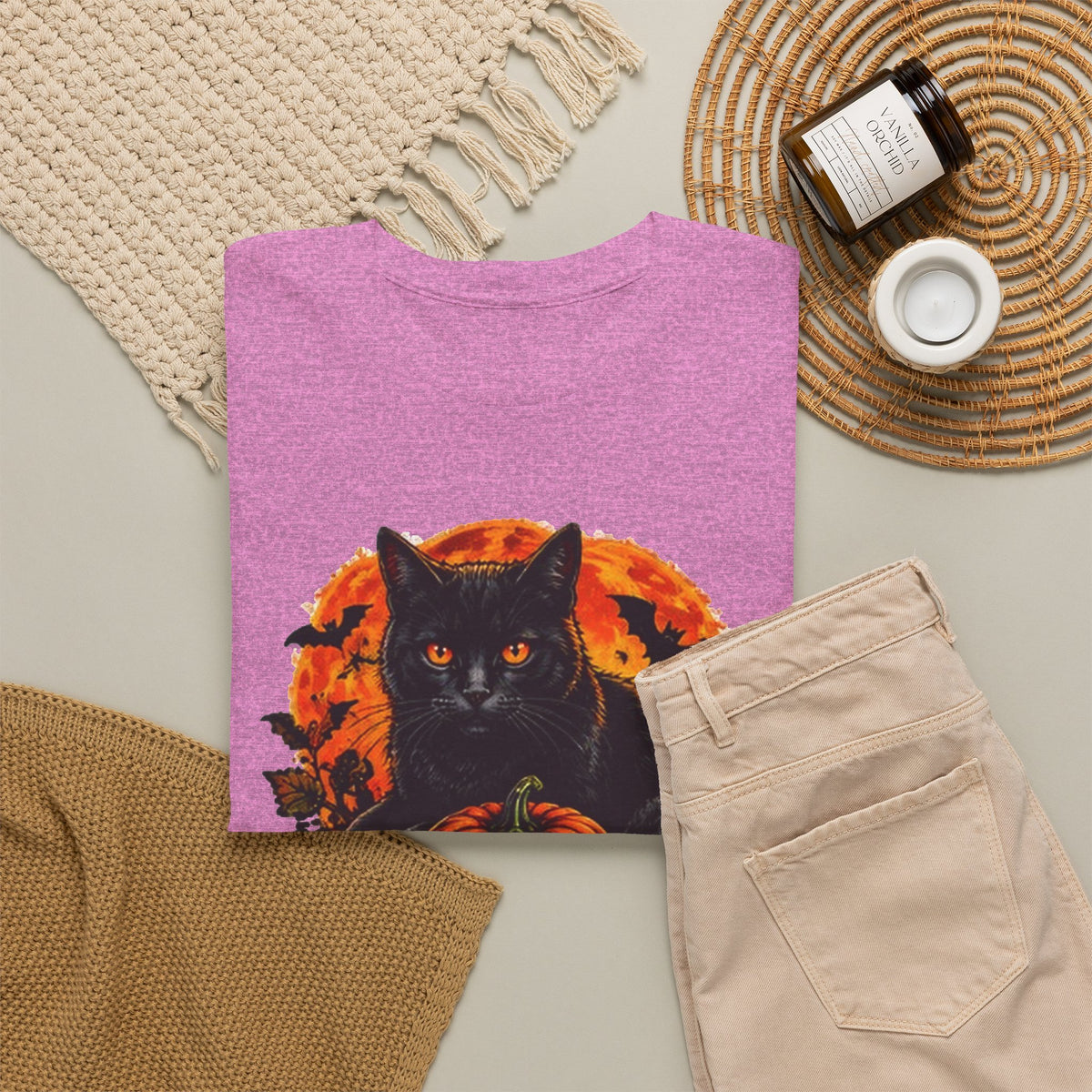 Stay Spooky Black Cat T-Shirt — Jack-O'-Lantern Halloween Tee