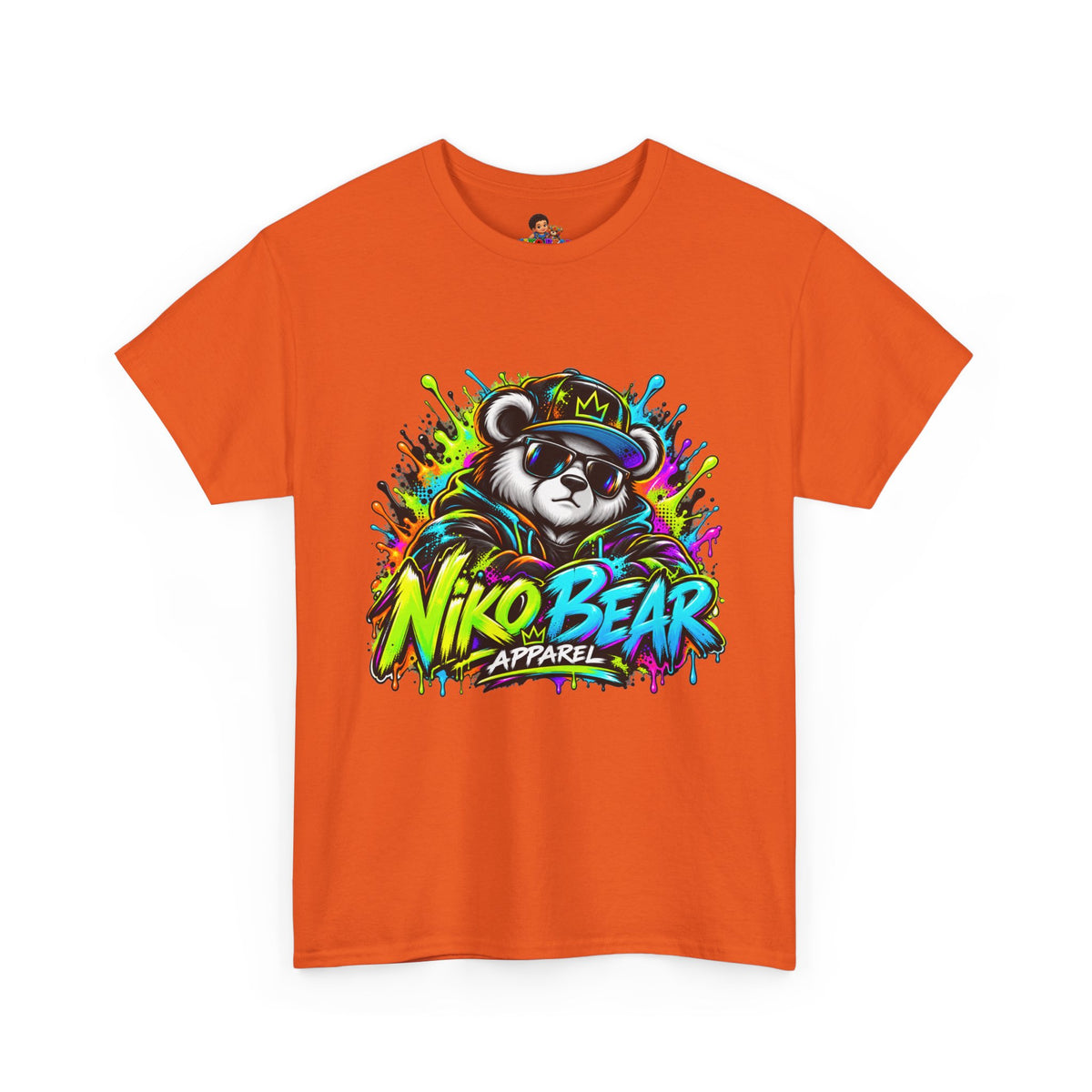 Niko Bear Graphic Tee - Cool Graffiti Panda Unisex Heavy Cotton T-Shirt