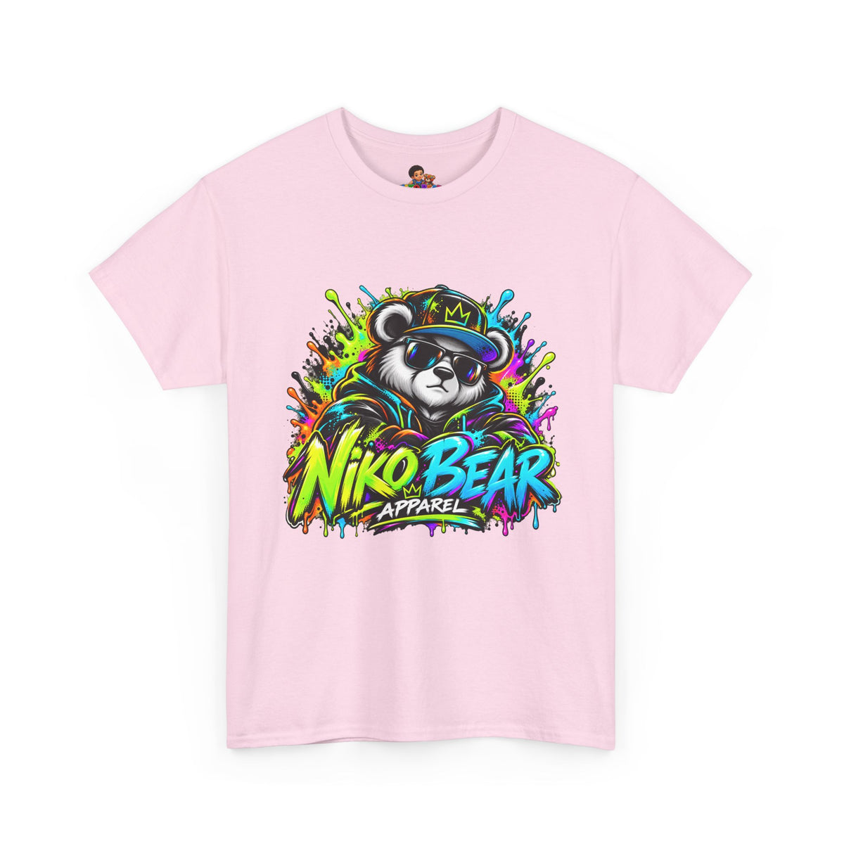 Niko Bear Graphic Tee - Cool Graffiti Panda Unisex Heavy Cotton T-Shirt