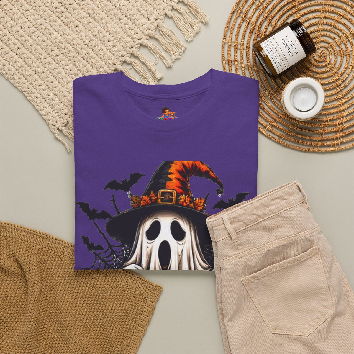 Retro Ghost & Jack-O'-Lantern T-Shirt — Halloween Graphic Tee