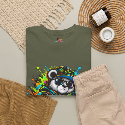 Niko Bear Graphic Tee - Cool Graffiti Panda Unisex Heavy Cotton T-Shirt