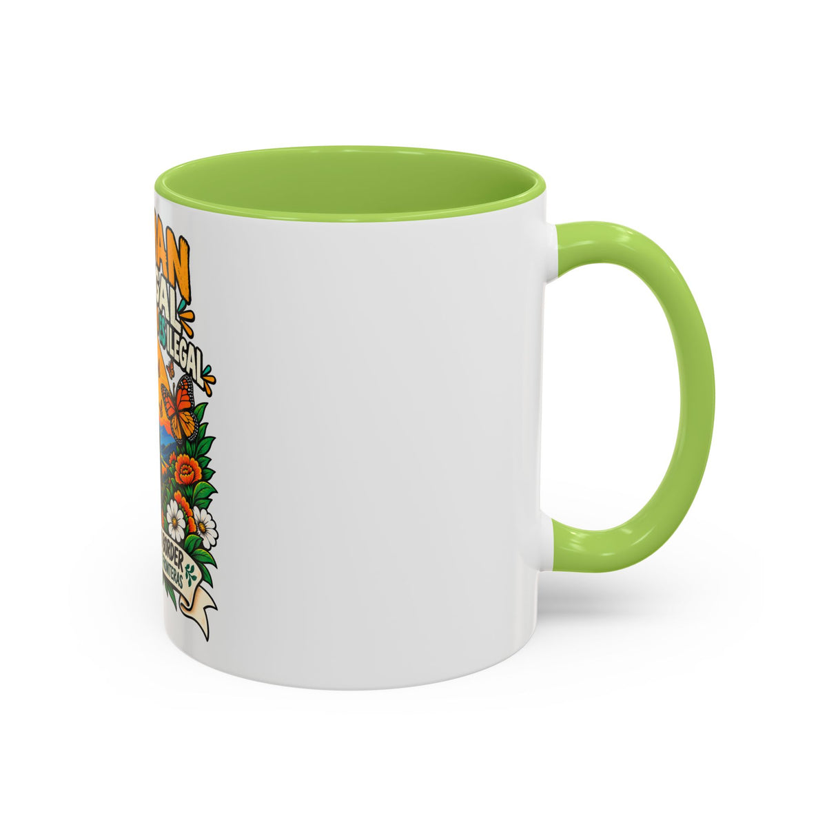 No Human Is Illegal Accent Mug — Immigrant Rights Coffee Cup