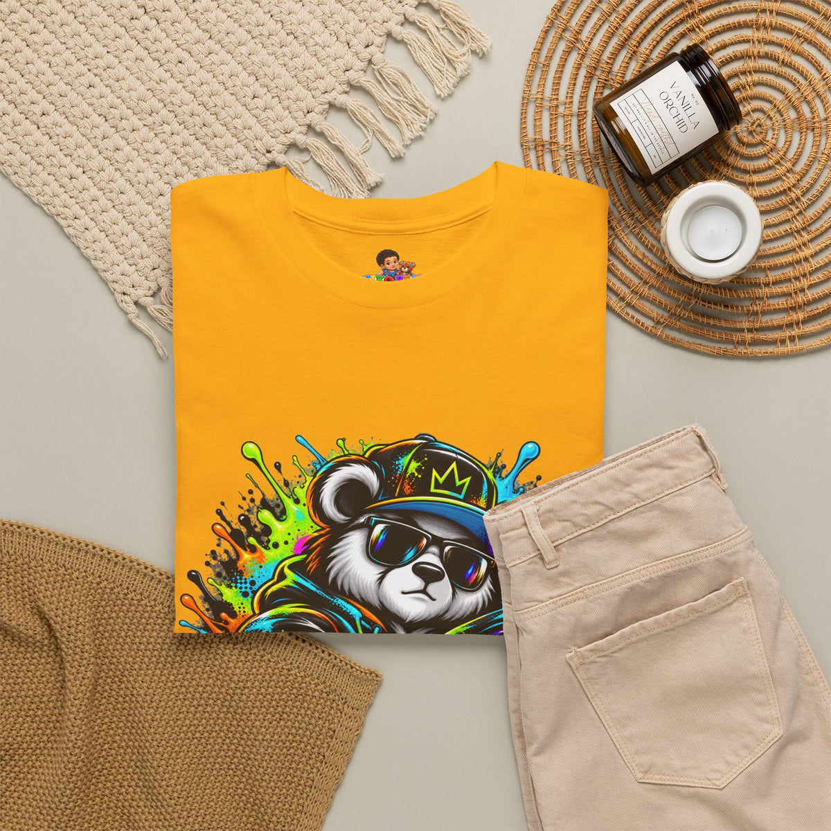 Niko Bear Graphic Tee - Cool Graffiti Panda Unisex Heavy Cotton T-Shirt