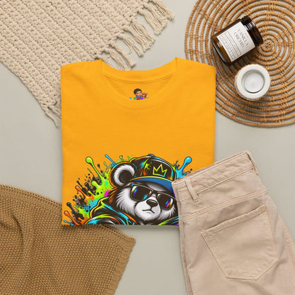 Niko Bear Graphic Tee - Cool Graffiti Panda Unisex Heavy Cotton T-Shirt