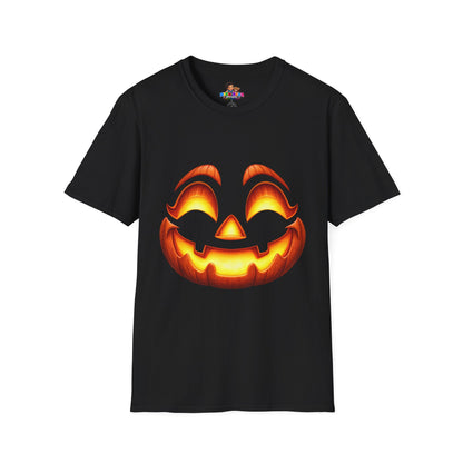Glowing Jack O'Lantern Pumpkin Face T-Shirt - Halloween Graphic Unisex Tee
