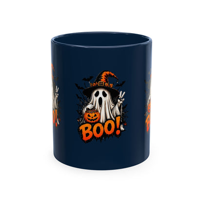 BOO Ghost Ceramic Mug — 11 oz Halloween Coffee Cup