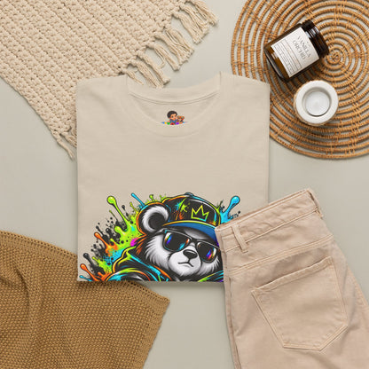 Niko Bear Graphic Tee - Cool Graffiti Panda Unisex Heavy Cotton T-Shirt
