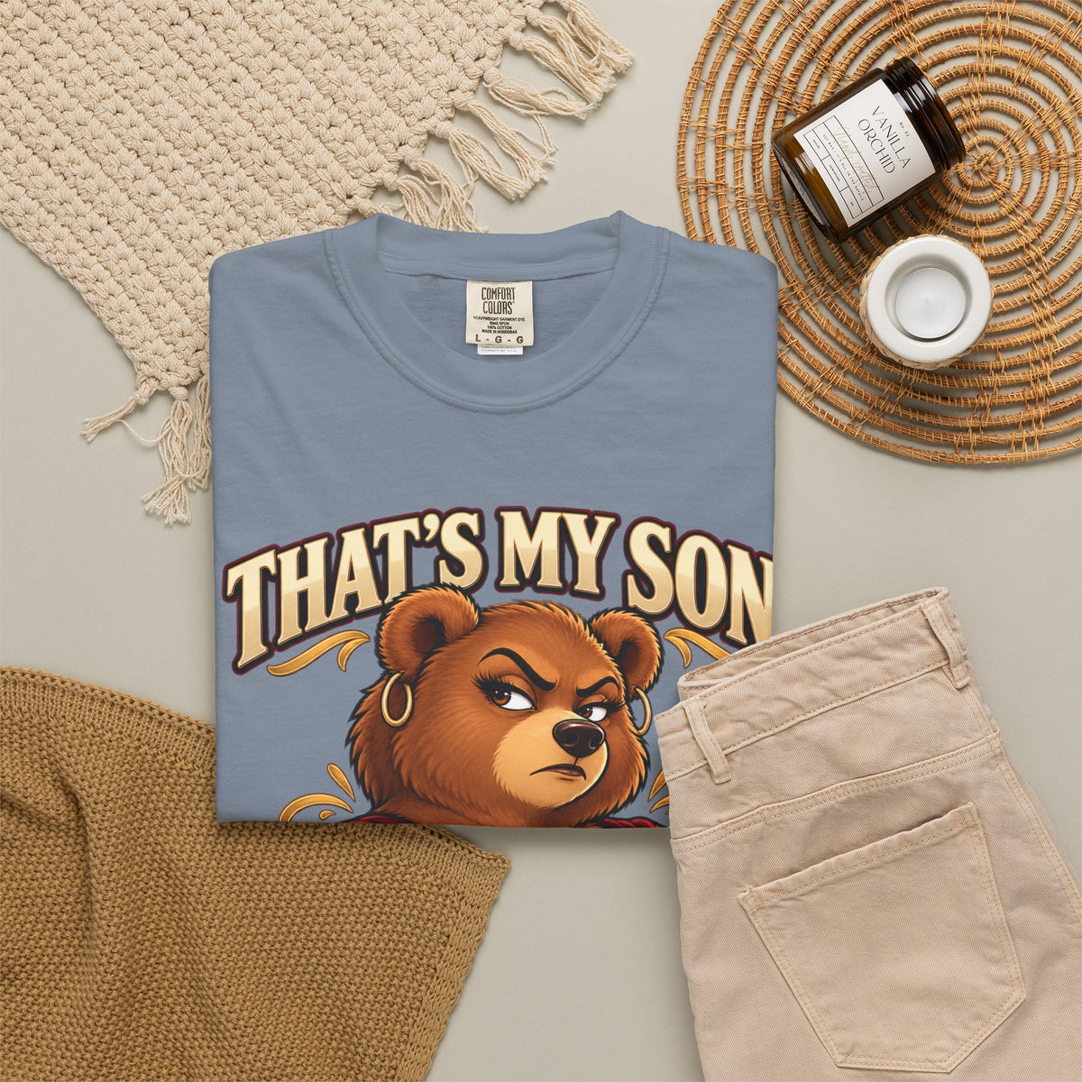 "That's My Son Don't Make Me Lose My Manners Mama Bear Shirt Funny Protective Mom Tee"