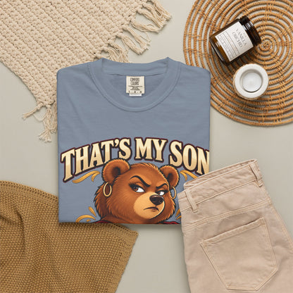 "That's My Son Don't Make Me Lose My Manners Mama Bear Shirt Funny Protective Mom Tee"