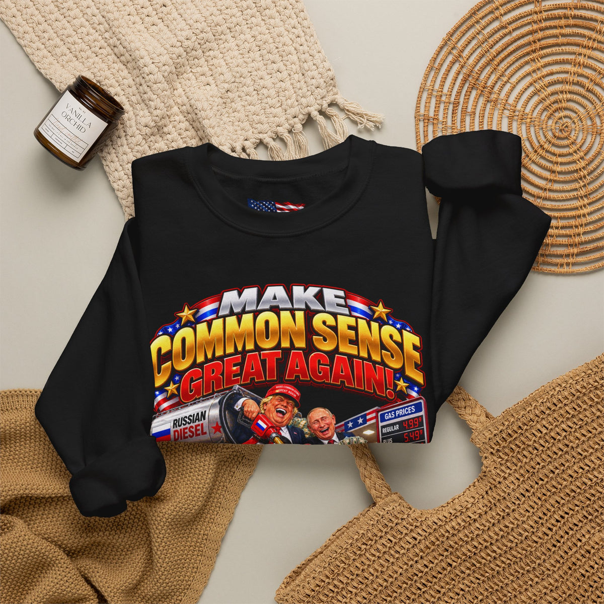Donald Trump Comic Sweatshirt — Political Satire Crewneck