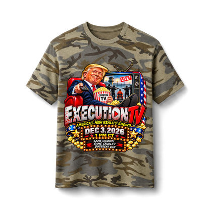 Trump Execution TV T-Shirt — Pink Camo Political Graphic Tee