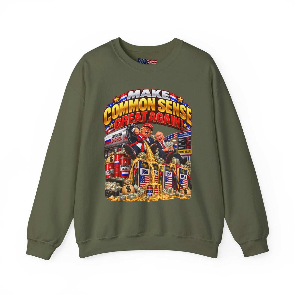 Donald Trump Comic Sweatshirt — Political Satire Crewneck