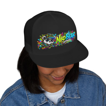"NikoBear Apparel Colorful Graffiti Bear 5 Panel Trucker Cap | Urban Streetwear Hat Snapback