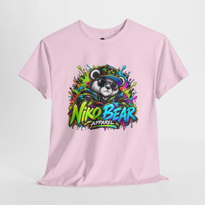 Niko Bear Graphic Tee - Cool Graffiti Panda Unisex Heavy Cotton T-Shirt