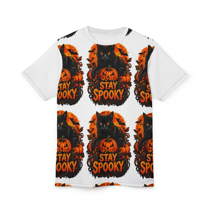 Stay Spooky Black Cat & Pumpkin All-Over Print T-Shirt