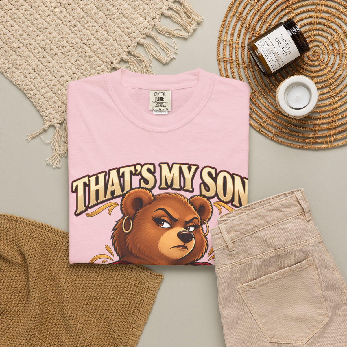 "That's My Son Don't Make Me Lose My Manners Mama Bear Shirt Funny Protective Mom Tee"