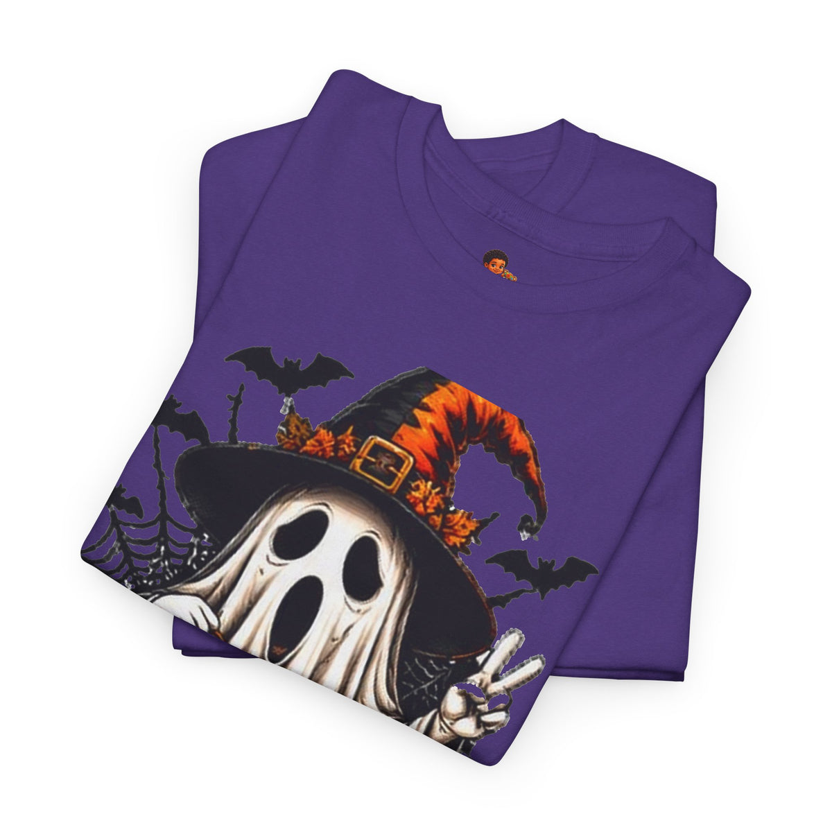 Retro Ghost & Jack-O'-Lantern T-Shirt — Halloween Graphic Tee