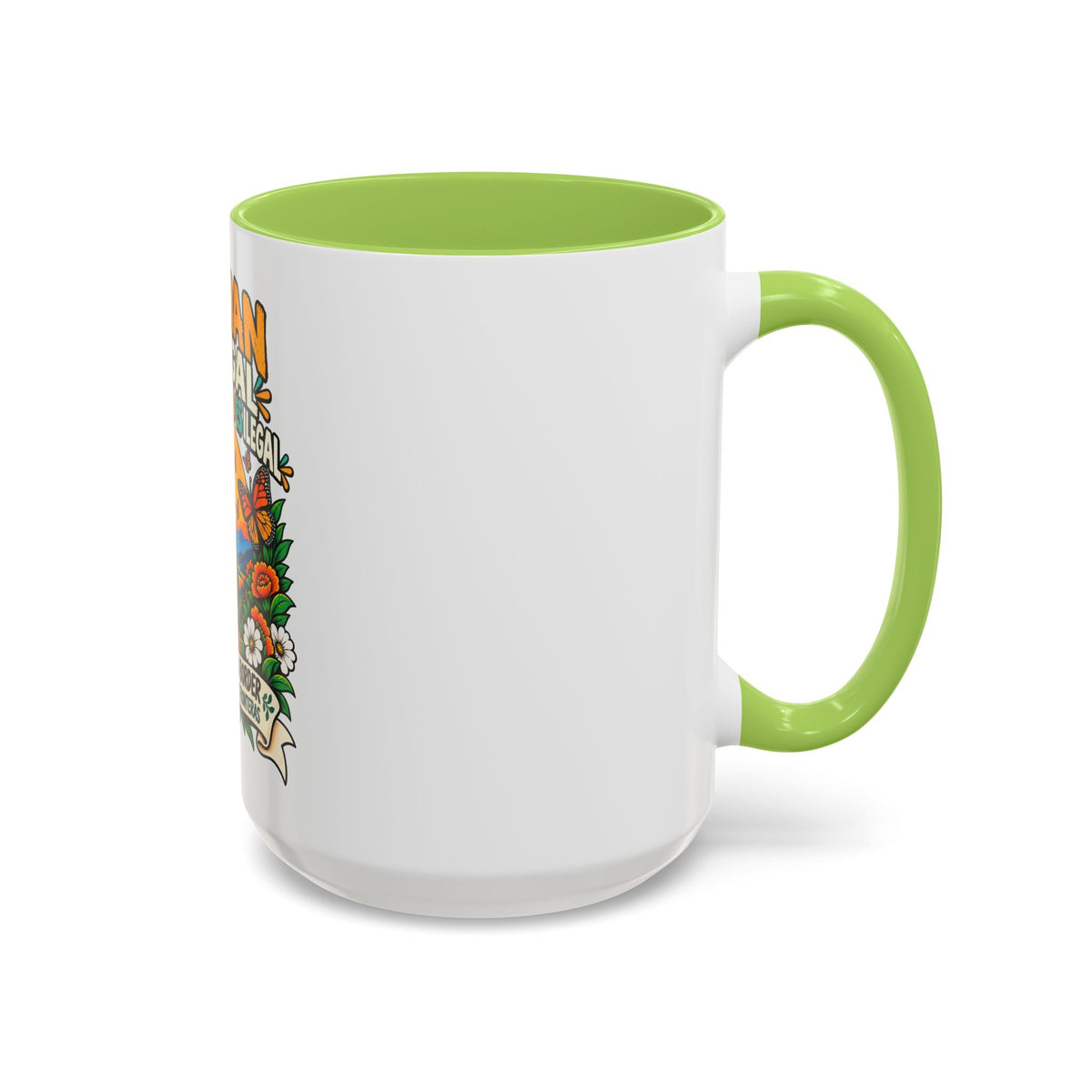 No Human Is Illegal Accent Mug — Immigrant Rights Coffee Cup