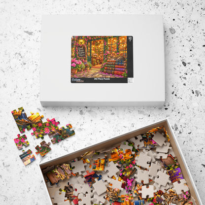 Cozy Bookshop Jigsaw Puzzle for Adults – Cat & Floral Bookstore (110, 252, 520, 1014 Pcs)