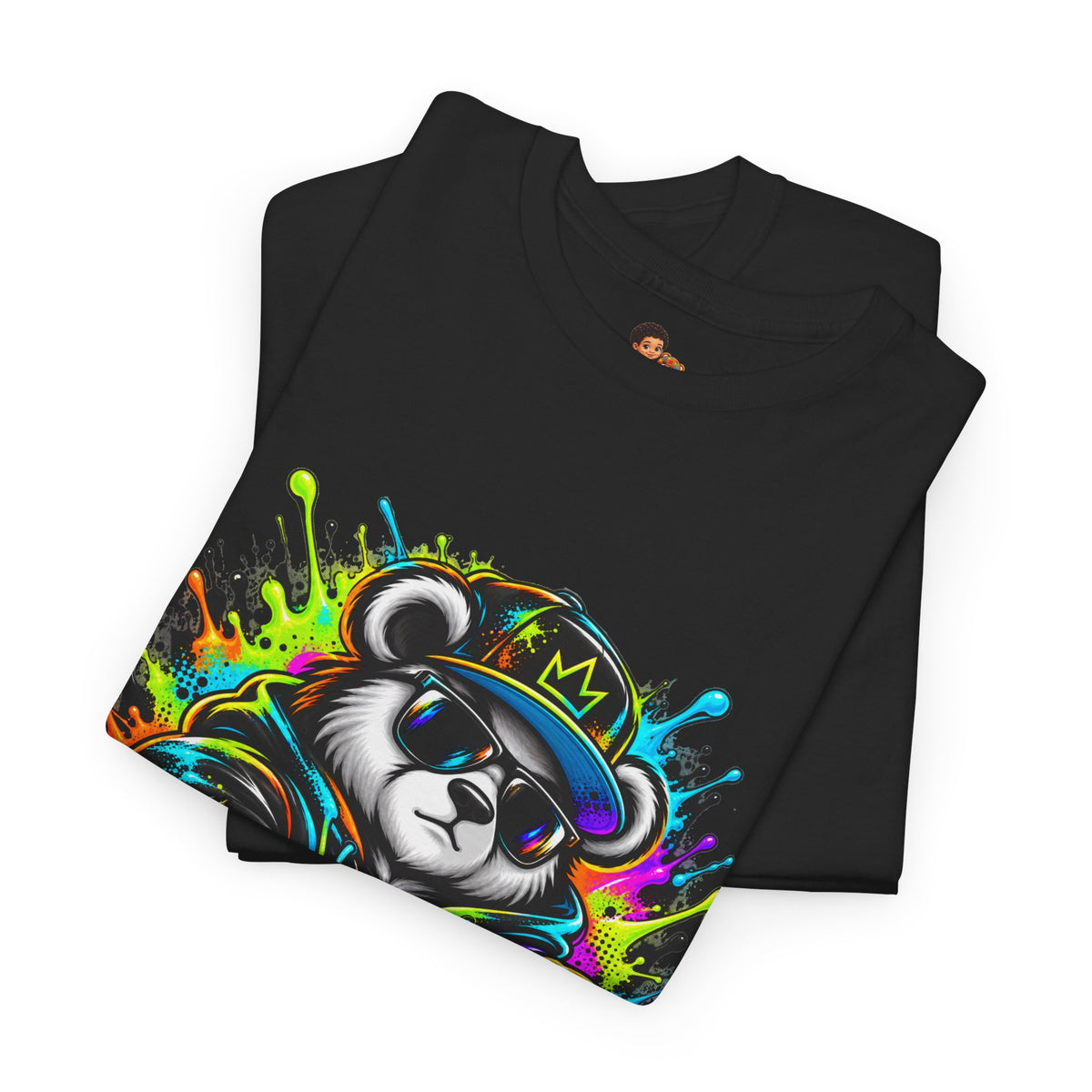 Niko Bear Graphic Tee - Cool Graffiti Panda Unisex Heavy Cotton T-Shirt