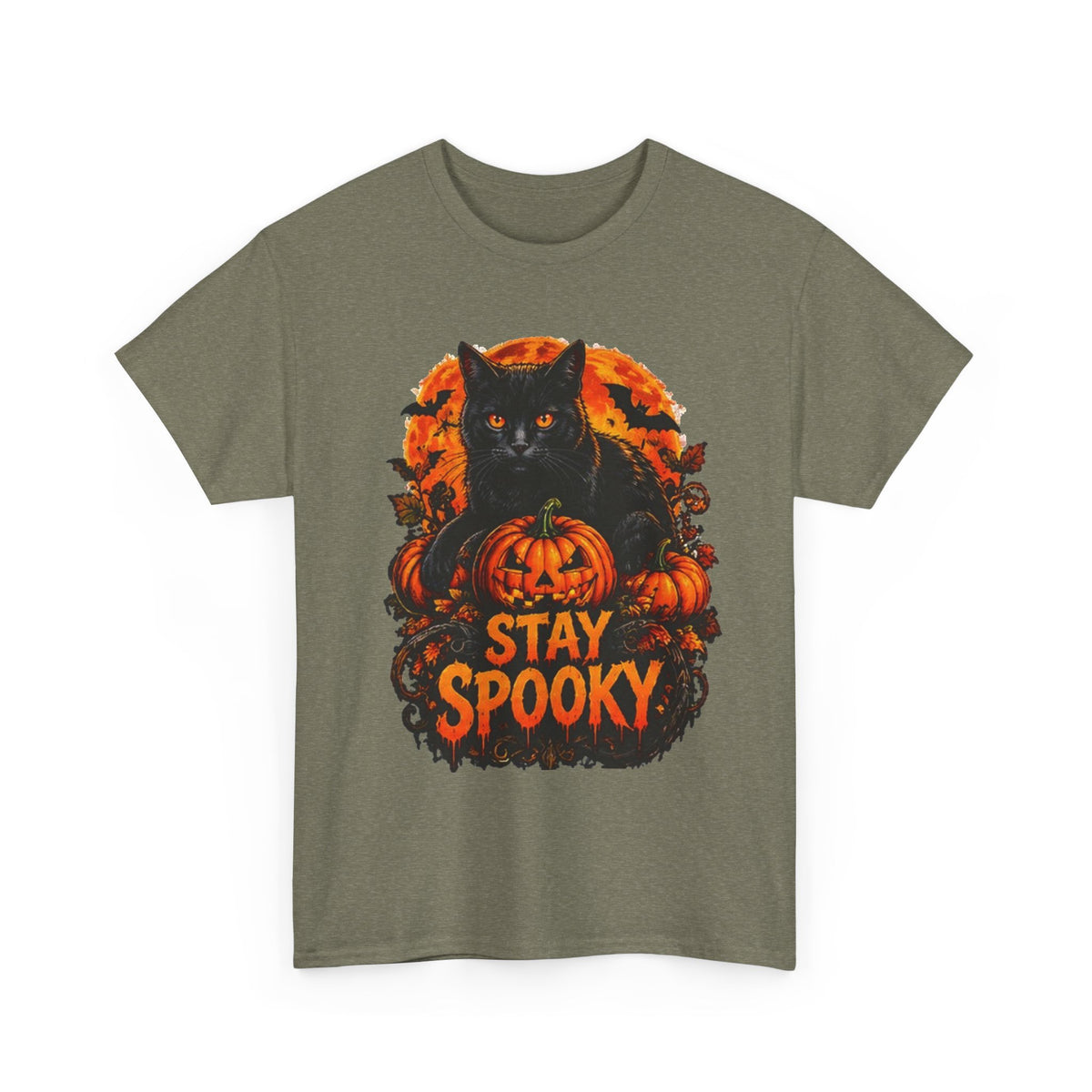 Stay Spooky Black Cat T-Shirt — Jack-O'-Lantern Halloween Tee