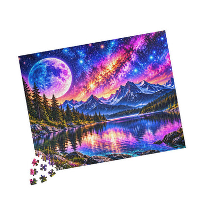 Galaxy Dreams Jigsaw Puzzle - Space Galaxy Mountain Lake Art Jigsaw Puzzles