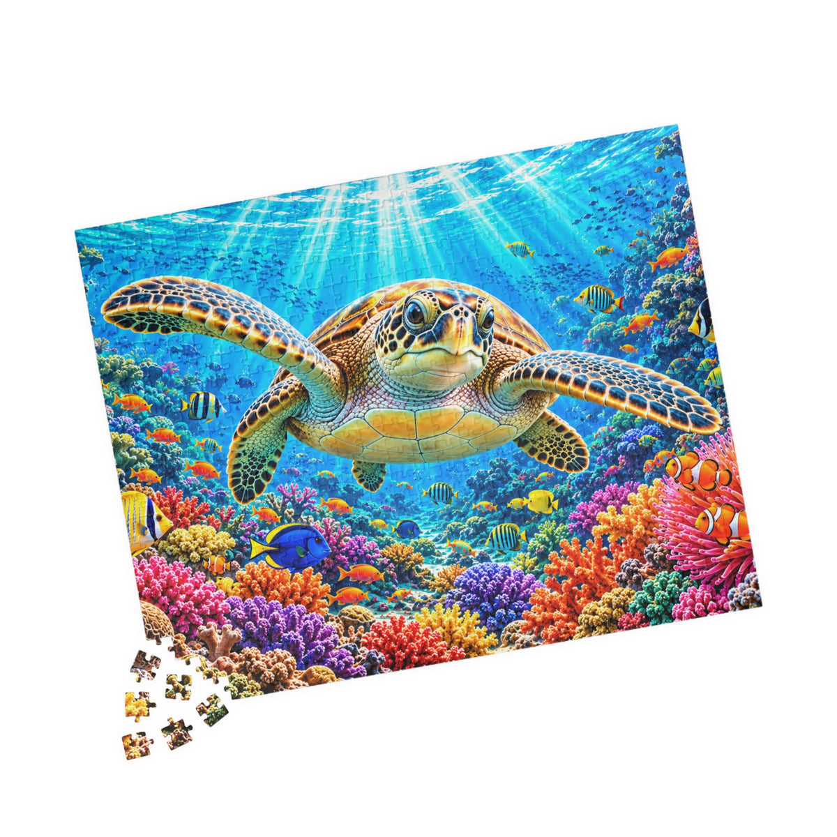 Vibrant Sea Turtle Coral Reef Jigsaw Puzzle for Adults & Kids - 110 to 1014 Pcs