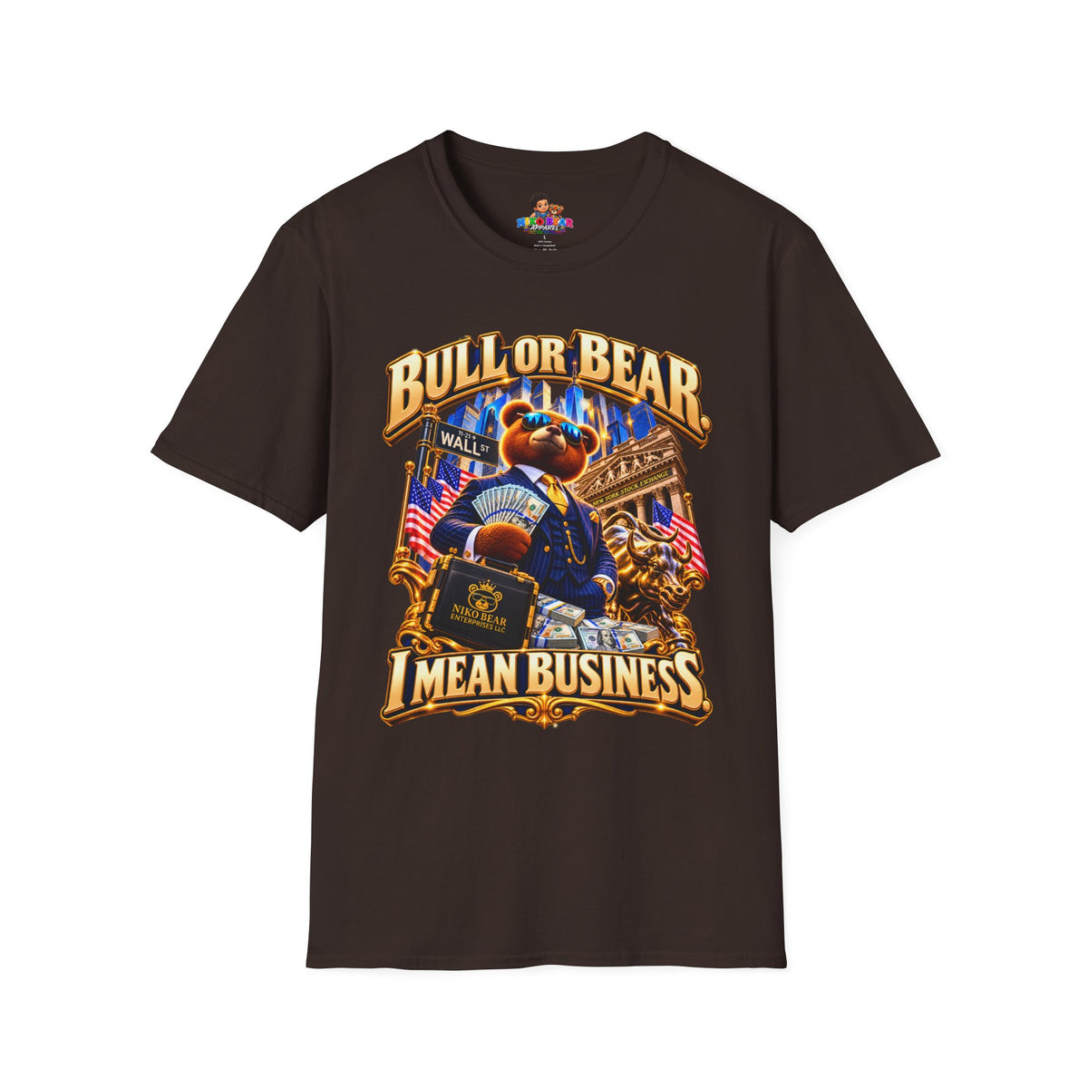 NikoBear Bull or Bear I Mean Business Stock Market T-Shirt