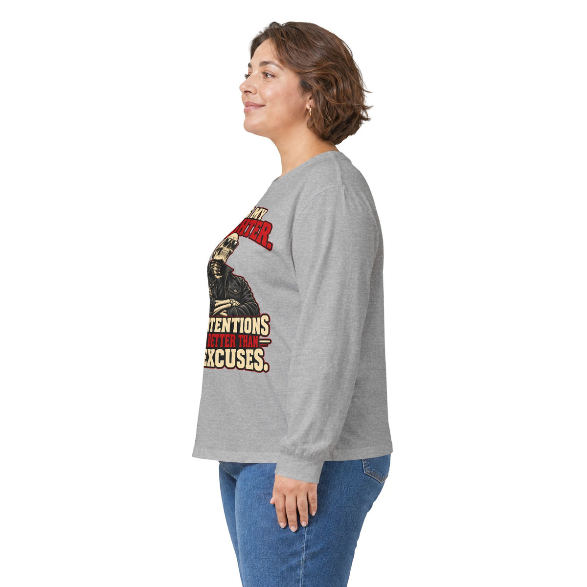 She's My Daughter Skull Graphic Long Sleeve T-Shirt - Protective Dad Shirt