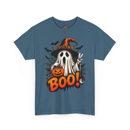 Retro Ghost & Jack-O'-Lantern T-Shirt — Halloween Graphic Tee