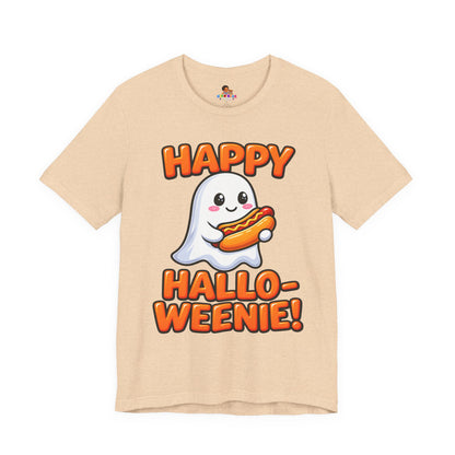 Happy Hallo-Weenie Ghost T-Shirt — Funny Halloween Tee