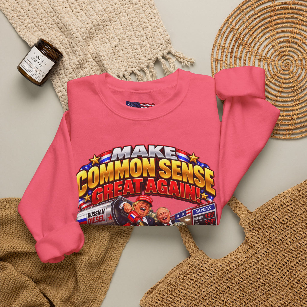 Donald Trump Comic Sweatshirt — Political Satire Crewneck