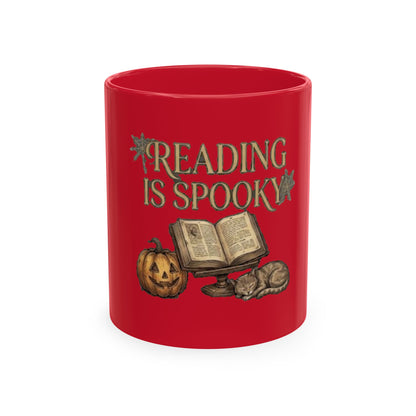 Reading Is Spooky Ceramic Mug — Halloween Coffee Cup