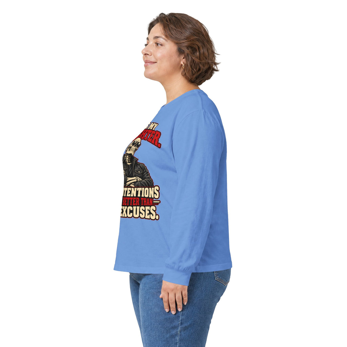 She's My Daughter Skull Graphic Long Sleeve T-Shirt - Protective Dad Shirt