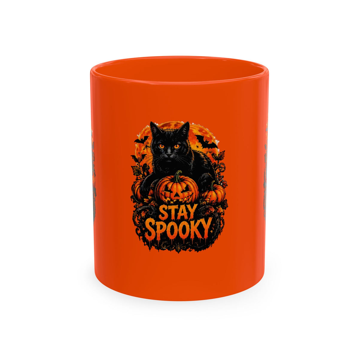 Stay Spooky Black Cat & Pumpkin Ceramic Coffee Mug